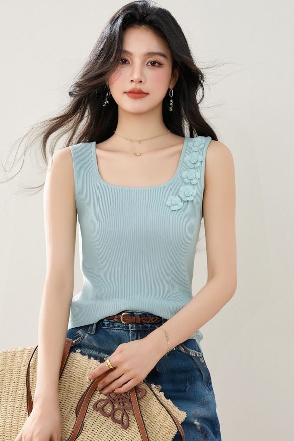 Summer knitted France style vest for women